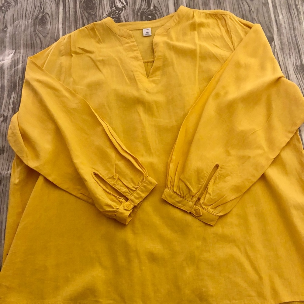 Old Navy Marigold Linen Blend Top L Tall